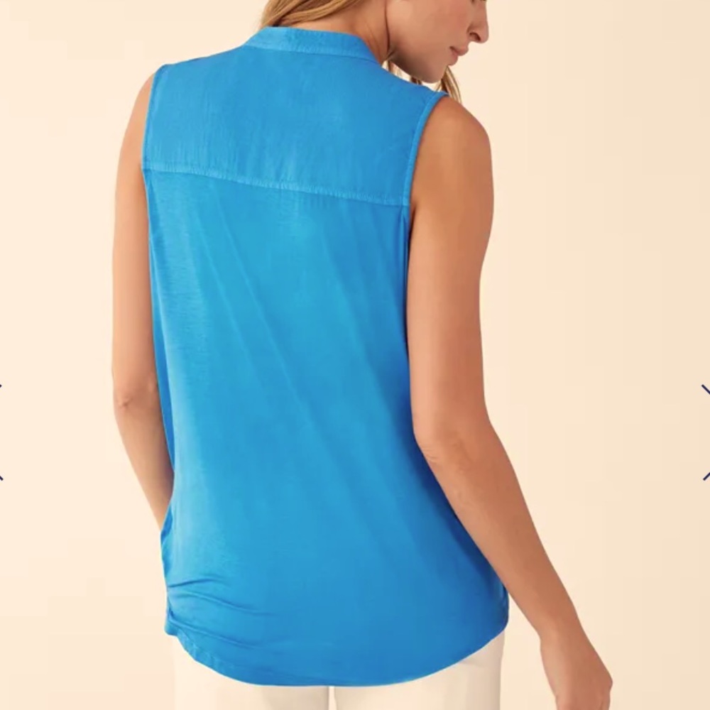 Splendid Tank Blue Mixed Media Surplice Tank NWT - Picture 3 of 5